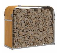 ATOMSTACK MAKER Support pour bûches de cheminée - 120 x 45 x 100 cm - Protection contre les intempéries en acier galvanisé avec aspect bois, bonne ventilation et fixation murale pour jardin, terrasse