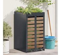 ATOMSTACK MAKER Support pour poubelle à roulettes de 240 l avec toit de plantation, acier anthracite, ventilé et extensible - Idéal pour jardin, terrasse et allée