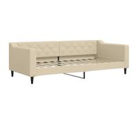 ATOMSTACK MAKER Tagesbett Canapé-lit multifonction avec revêtement 100 % polyester, structure en métal et bois massif, sommier inclus, idéal pour salon ou chambre d'amis, crème 90 x 200 cm