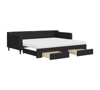 ATOMSTACK MAKER Tagesbett Canapé-lit pliable 2 en 1 avec rangement intégré, 90 x 200 cm, comprend 2 matelas en mousse + 2 tiroirs avec roues, structure en bois et métal Noir