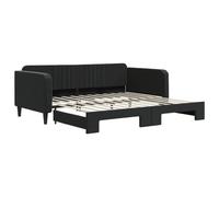 ATOMSTACK MAKER Tagesbett Canapé-lit pliable 2 en 1 en velours noir avec tiroir coulissant 100 x 200 cm pour salon ou chambre d'invités, structure en bois et métal, design moderne minimaliste