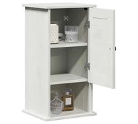 ATOMSTACK MAKER VIGO Armoire de salle de bain murale en bois massif (pin), blanc/blanc antique, 37 x 34 x 71,5 cm, avec 3 étagères et 1 porte, rustique, vintage, peu encombrant, pour petites salles de