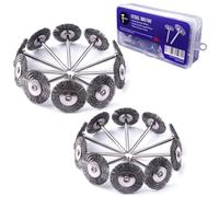 ATOPLEE Set de Brosse Metallique, 20 Pièces 1 pouce / 25 mm Mini-roue Métallique avec Tige Ronde de 3 mm,Brosse Métallique en Acier Allié pour le Nettoyage de la Rouille, de la Peinture, le Décapage et l'abrasion, pour la Fixation de Foreuse