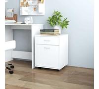Atosonza Armoire à roulettes blanche 45 x 38 x 54 cm - En bois - Rangement mobile avec 1 porte et 1 tiroir - Idéal pour bureau, couloir, chambre à coucher, cuisine, salle de bain, cave, garage