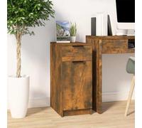 Atosonza Armoire de bureau en chêne fumé - 33,5 x 50 x 75 cm - En bois avec tiroir - Verrouillable - Rangement polyvalent pour bureau, salon, chambre à coucher, couloir ou cave