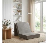 Atosonza Canapé-lit pliant gris clair en velours, canapé pliable 2 en 1 et matelas de couchage avec housse amovible, compact pour chambre à coucher, chambre d'amis et petits espaces