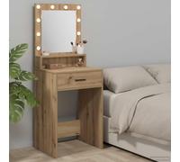 Atosonza Coiffeuse en chêne Artisan 50 x 41 x 135 cm avec éclairage LED, espace de rangement, miroir, étagère pratique, idéale pour chambre à coucher, dressing, fille, adolescente ou salle de bain
