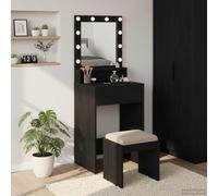 Atosonza Coiffeuse moderne noire aspect chêne 50 x 41 x 135 cm avec éclairage miroir LED, source de lumière USB, espace de rangement, étagère, commode, idéale pour chambre à coucher, fille, chambre