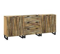 Atosonza Ensemble de meubles de salle de bain en bois marron avec 3 armoires 180 x 33 x 75 cm, tiroirs et portes, espace de rangement pour lavabo, WC d'invités, rangement et étagère dans la salle de