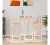 Atosonza Ensemble de salle à manger 3 pièces en pin massif avec set de table et chaises pour cuisine, groupe de repas, ensemble de meubles peu encombrants, bois robuste, idéal pour les familles et les
