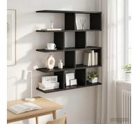 Atosonza Étagère murale en chêne noir 70 x 20 x 100 cm avec 12 compartiments pour salon, chambre à coucher, cuisine, salle de bain, couloir, bureau, rangement mural, peu encombrant, design industriel