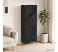 Atosonza Lot de 2 armoires en bois noir 66 x 34,5 x 90 cm Armoire multifonction avec 2 étagères et 2 portes pour salon, bureau, couloir, cave et garage
