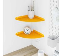 Atosonza Lot de 2 étagères flottantes Jaune moutarde 24 x 24 x 2 cm Étagère murale pour salon, cuisine, salle de bain, chambre à coucher, bureau, rangement peu encombrant avec support en métal, design
