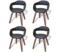 Atosonza Lot de 4 chaises de salle à manger en bois de buyer noir avec housse en cuir synthétique, ergonomiques, rembourrées, avec accoudoirs et dossier, confortables, pour cuisine, salon et salle à