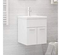 Atosonza Meuble de lavabo avec lavabo encastré - En bois blanc - 41 x 38,5 x 46 cm - Avec robinet et bonde push-open - Ensemble de meubles de salle de bain - Meuble de rangement pour salle de bain