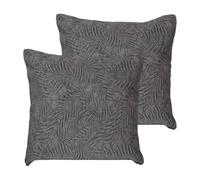Atout Ciel Lot de 2 Coussins Garnis à Motif Feuilles reliéfées Dos Uni, 45X45cm, Gris, Carré