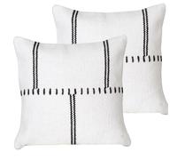 Atout Ciel Lot de 2 Coussins Garnis Fantaisie en Coton, 45x45cm, Blanc, Carré