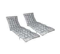 Atout Ciel Lot de 2 Coussins matelassés Bicolores pour Bain de Soleil, transat en Tissu déperlant 190x60cm, Gris imprimé/uni