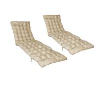 Atout Ciel Lot de 2 Coussins matelassés Bicolores pour Bain de Soleil, transat en Tissu déperlant 190x60cm, Beige imprimé/Uni