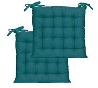 Atout Ciel Lot de 2 Galettes de Chaise carrées Bicolores 40x40cm, Bleu Canard/Moutarde
