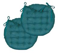 Atout Ciel Lot de 2 Galettes de Chaise Rondes Bicolores D.40cm, Bleu Canard/Moutarde