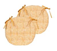 Atout Ciel Lot de 2 Galettes de Chaise Rondes Bicolores D.40cm, Jaune imprimé/uni