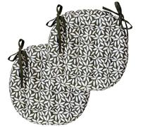 Atout Ciel Lot de 2 Galettes de Chaise Rondes Bicolores D.40cm, Kaki imprimé/uni