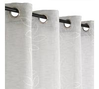 Atout Ciel Lot de 2 Voilages Effet Lin imprimés Gomme à œillets 140x240cm prêts à Poser, Gris