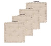 Atout Ciel Lot de 4 Coussins de Sol 40x40cm avec Anse contrastée, Beige
