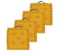 Atout Ciel Lot de 4 Coussins de Sol 40x40cm avec Anse contrastée, Jaune Moutarde
