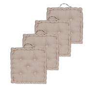 Atout Ciel Lot de 4 Coussins de Sol 40x40cm avec Anse contrastée, Taupe