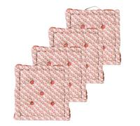 Atout Ciel Lot de 4 Coussins de Sol 40x40cm avec Anse contrastée, Terracotta imprimé/uni