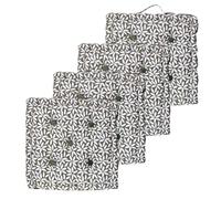Atout Ciel Lot de 4 Coussins de Sol 40x40cm avec Anse contrastée, Vert Kaki imprimé/uni