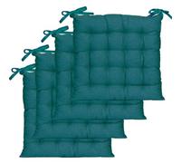 Atout Ciel Lot de 4 Galettes de Chaise carrées Bicolores 40x40cm, Bleu Canard/Moutarde