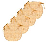Atout Ciel Lot de 4 Galettes de Chaise Rondes Bicolores D.40cm, Jaune imprimé/uni