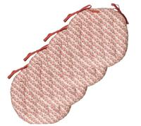 Atout Ciel Lot de 4 Galettes de Chaise Rondes Bicolores D.40cm, Terracotta Imprime/Uni
