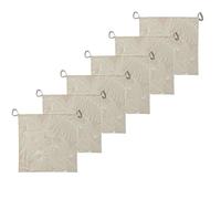 Atout Ciel Lot de 6 Galettes de Chaise Bicolore à Scratch en Tissu déperlant 40x40x4cm, Beige imprimé/Beige Uni