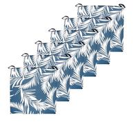 Atout Ciel Lot de 6 Galettes de Chaise Bicolore à Scratch en Tissu déperlant 40x40x4cm, Bleu imprimé/Bleu Uni