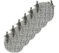 Atout Ciel Lot de 6 Galettes de Chaise Rondes Bicolores D.40cm, Kaki imprimé/uni