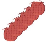 Atout Ciel Lot de 6 Galettes de Chaise Rondes Bicolores D.40cm, Terracotta Imprime/Uni