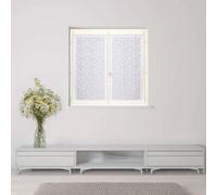 Atout Ciel Paire de Voilages Brodés Feuilles, avec Passe-Tringle prêts à Poser, 2X 60x120cm, Blanc/Blanc