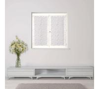 Atout Ciel Paire de Voilages Brodés Feuilles, avec Passe-Tringle prêts à Poser, 2X 60x120cm, Blanc/Gris