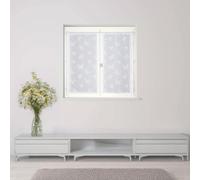 Atout Ciel Paire de Voilages Brodés Papillons, avec Passe-Tringle prêts à Poser, 2X 60x120cm, Blanc/Blanc