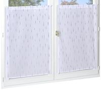 Atout Ciel Paire de voilages imprimés Argent Finition Passe-Tringle prêts à Poser, 2X 60x90cm, Blanc