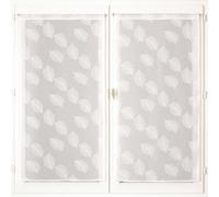 Atout Ciel Paire de voilages imprimés Feuilles, 50% Polyester recy vec Passe-Tringle prêts à Poser, Blanc, 2X 60x160cm