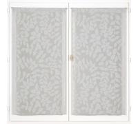 Atout Ciel Paire de Voilages Motif Feuilles, avec Passe-Tringle prêts à Poser, 2X 60x90cm, Gris Clair