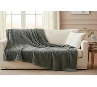Atout Ciel Plaid en Flanelle à Motif reliefé géométrique, 130x170cm, Gris Anthracite