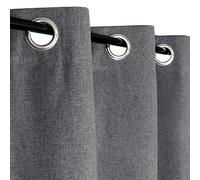 Atout Ciel Rideau Effet Lin chiné 100% occultant à œillets 140x240cm prêt a Poser, Gris Anthracite