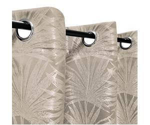 Atout Ciel Rideau Jacquard Palme à œillets 140x240cm prêt a Poser, Beige