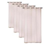 Atout Ciel Rideau Voilage en Organza Uni, à œillets 140x240cm prêt a Poser, Rose (Lot de 4)